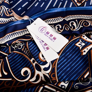 BYSIFA|Mornarsko Modra Zimske Ženske, Svileni Šal, Natisnjeni Novo Vintage Kvadratnih Rute Obloge 90*90 cm, Ženske, Naravna Svila Šal Hidžab